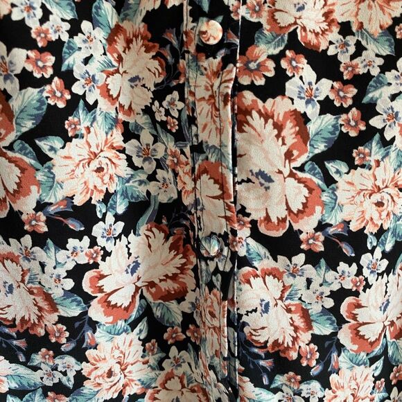 Lauren Conrad small floral granny button up long sleeve retro print collared - Picture 3 of 6